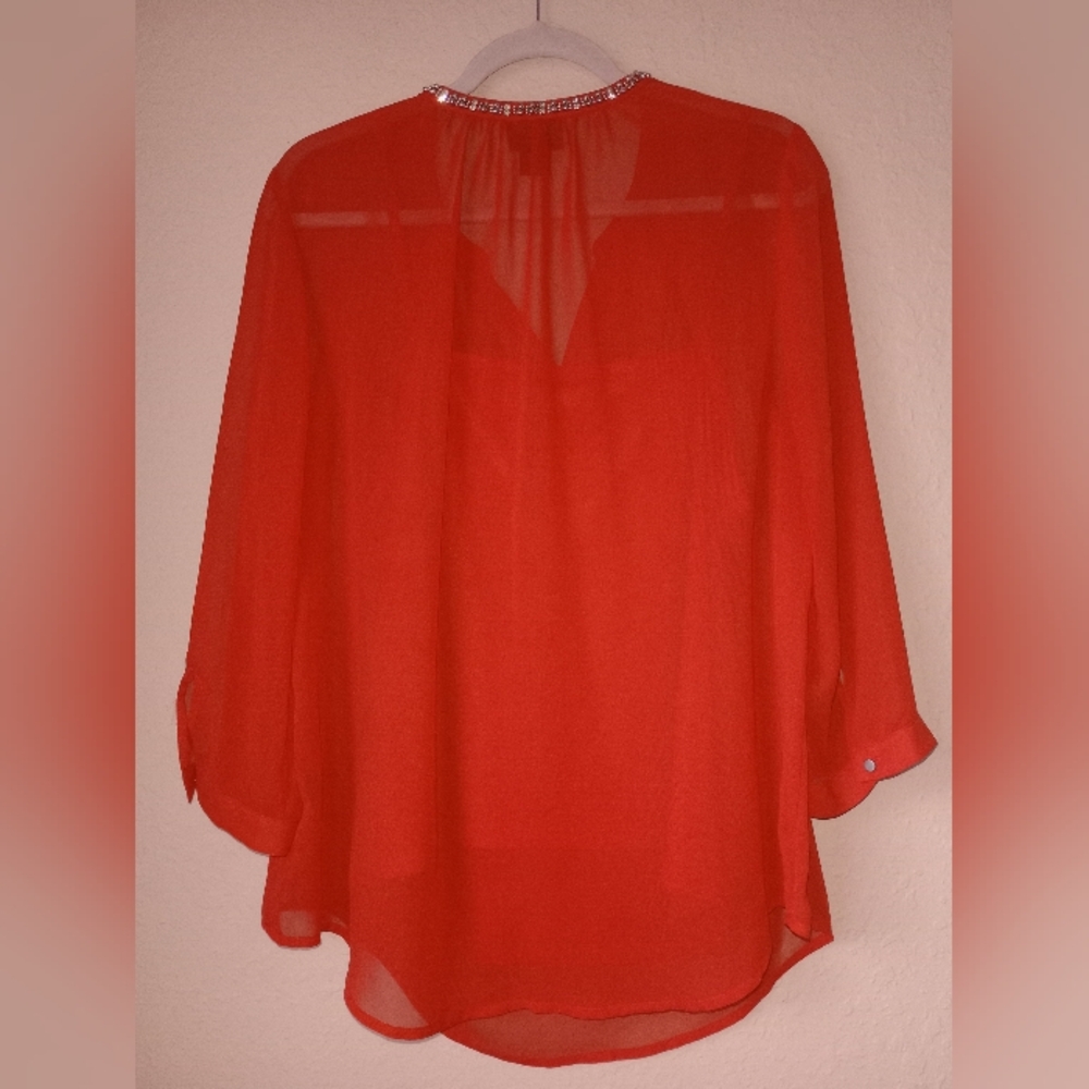 Liz Claiborne Red Embellished Women's Top size L - Picture 5 of 10